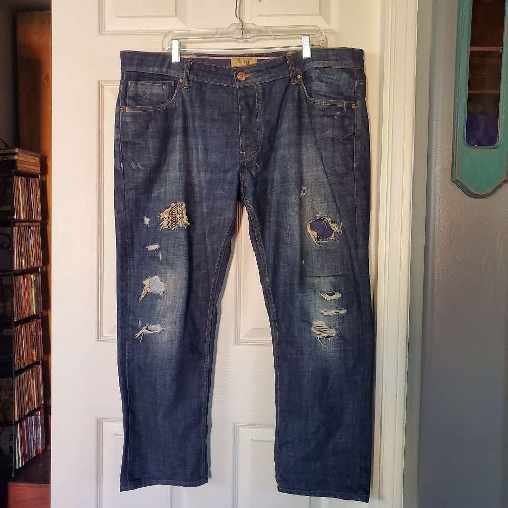 Splash Distressed DNM Blue Jeans Citizens Of Denim Nation 40X29 Straight Leg